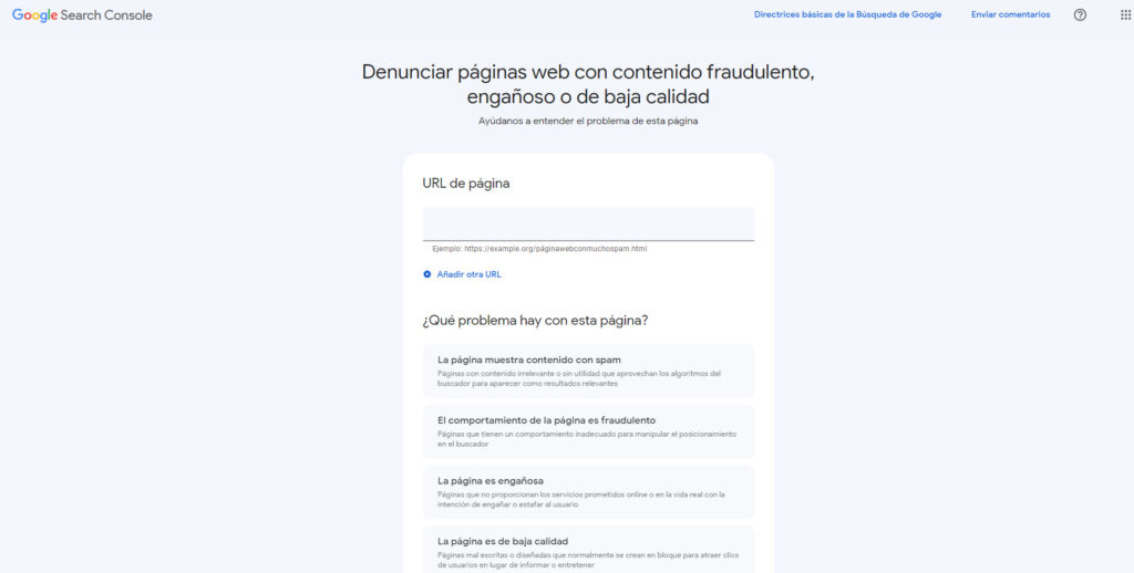 formulario spam google